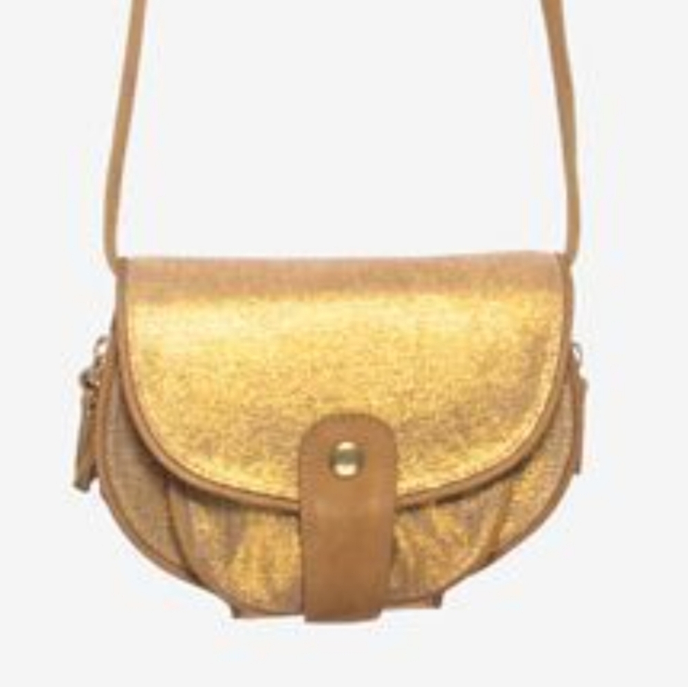 Jerome Dreyfuss Gold Crossbody Bag with Flap Closure
